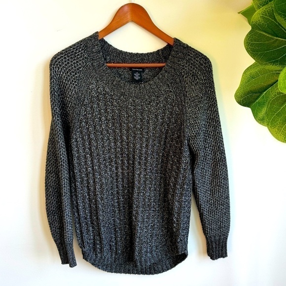Calvin Klein Metallic Dark Grey Silver Crew Neck Knit Long Sleeve Sweater Size L - Picture 1 of 3